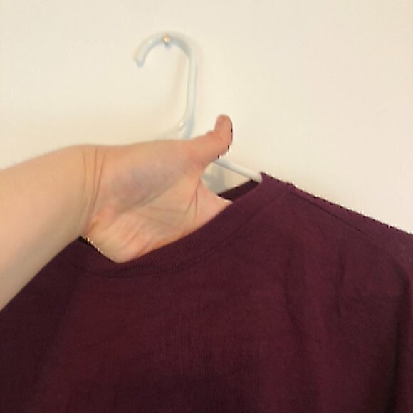 BANANA REPUBLIC Long Sleeve Ruffle Hem Top Burgundy Maroon Wine Red Blouse XS - Picture 6 of 10